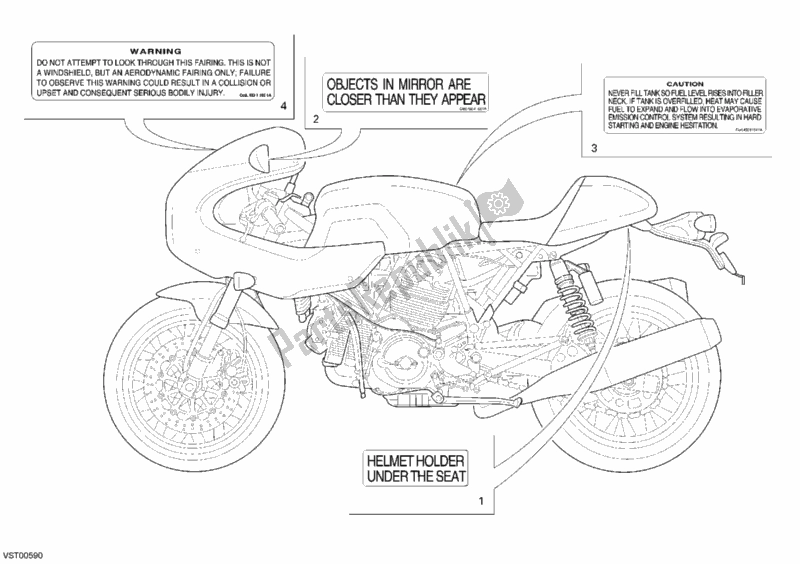 All parts for the Warning Labels Usa of the Ducati Sportclassic Sport 1000 S USA 2007